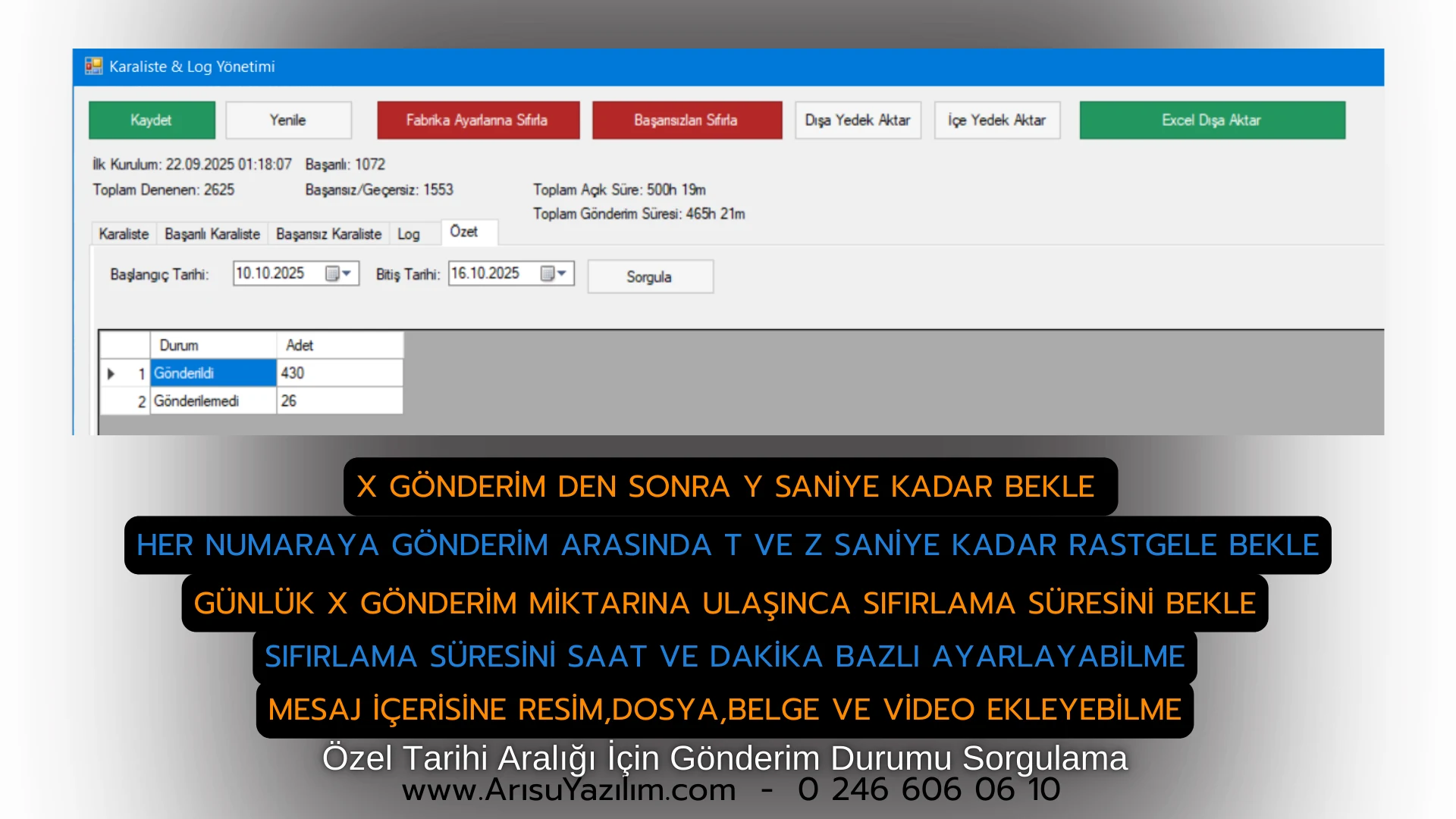 Arısu WA Sender Ana Ekran Görüntüsü